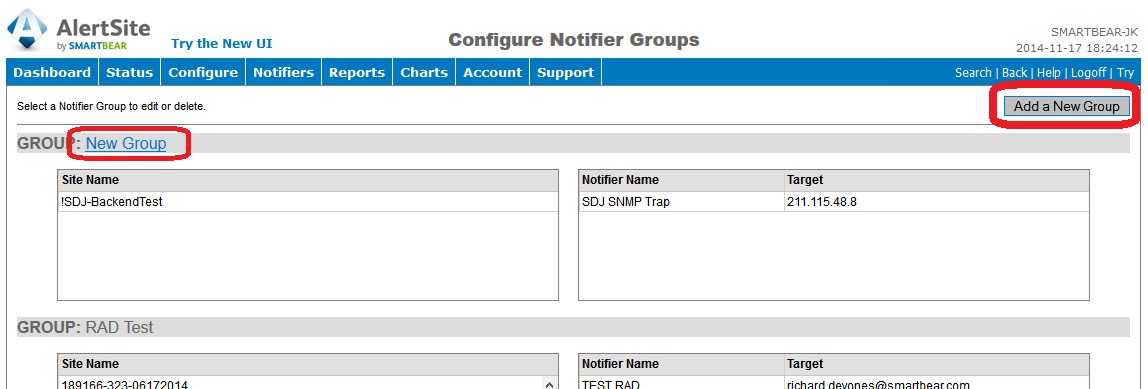 Creating and Managing Recipient Groups / Notifier Groups at AlertSite