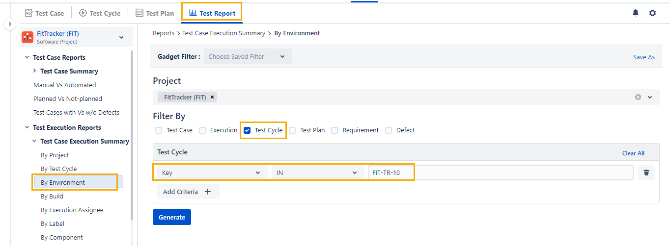 How to generate a Test Case execution report based on its environment ...