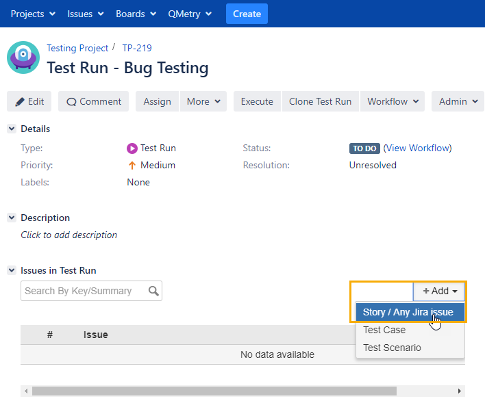How to execute Bugs/Defects on Test Run?