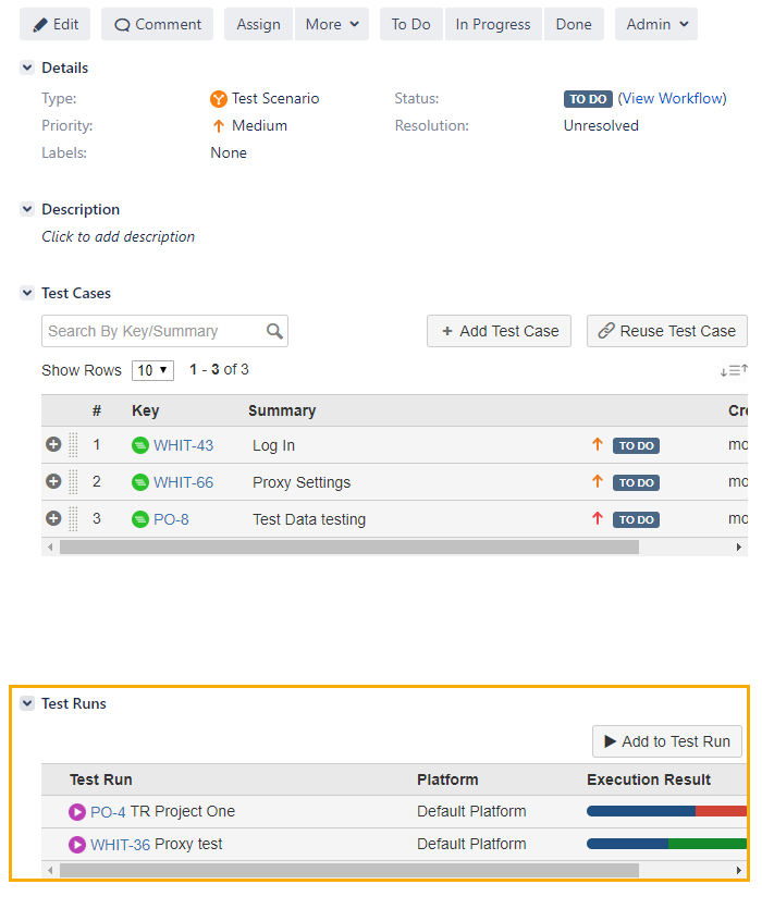 How do I see which Test Runs use my Test Scenario?